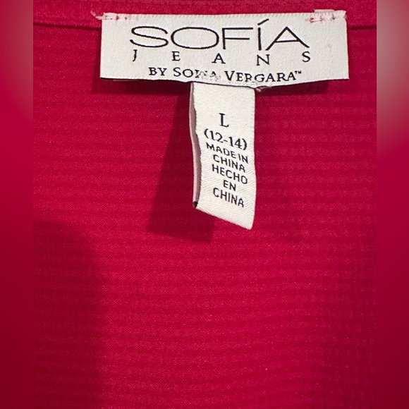 Sofia Jeans Women's Faux Wrap Ruffle Trim Skirt Dress, Mid Calf Length, Sizes L - Picture 2 of 8